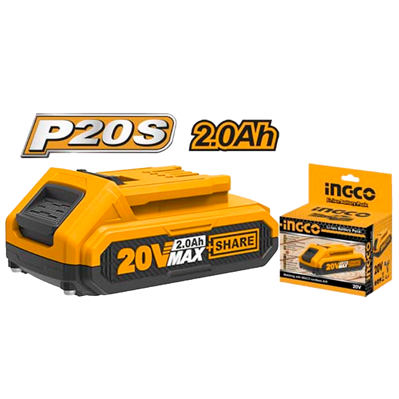 Batería de lithium de 2.0 amperios de 20 Voltios en marca INGCO, FBLI20011