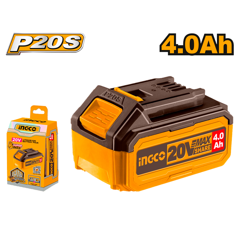 Batería de lithium de 4.0 amperios de 20 Voltios en marca INGCO, FBLI20021