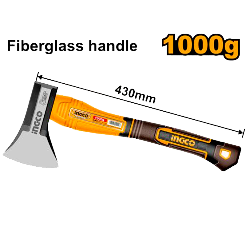 Hacha de 1,000 gramos con mango ergonómico en marca INGCO, HAX0811000