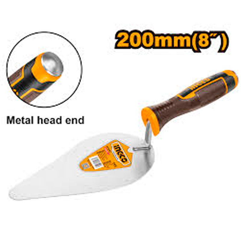 Cuchara para albañil de 8" con mango ergonómico en marca INGCO, HBT818