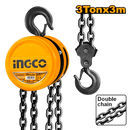 Polipasto de 3 toneladas con 3 metros de cadena, en marca INGCO, HCBK0103