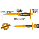 Cincel manual de punta con mango ergonómico, en marca INGCO, HCC850416