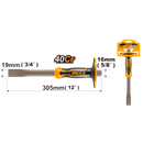 Cincel manual plano de 19MM con mango ergonomico, en marca INGCO, HCCL851916