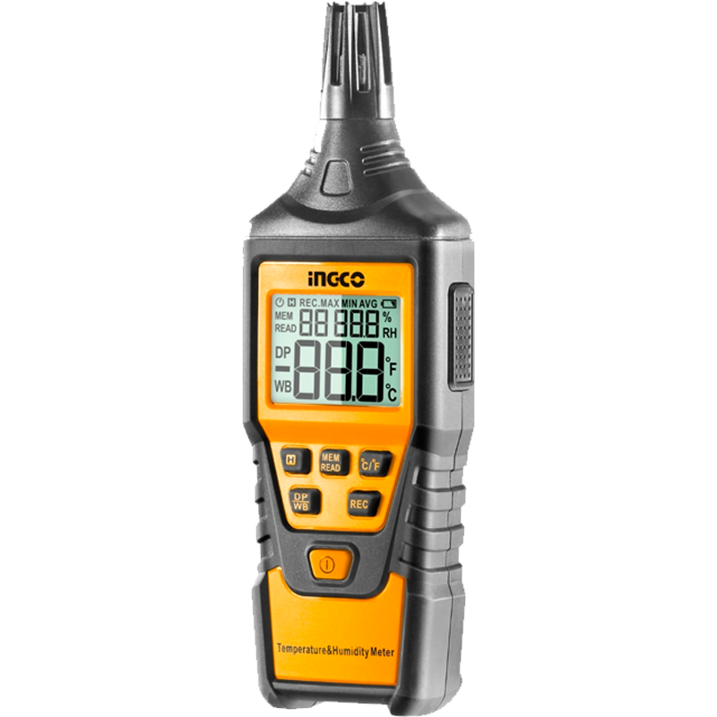 Medidor de temperatura y humedad en marca INGCO, HETHT01