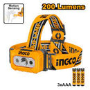 LINTERNA PARA CABEZA DE 100-200 LUMENS, BATERIA AAA, INGCO