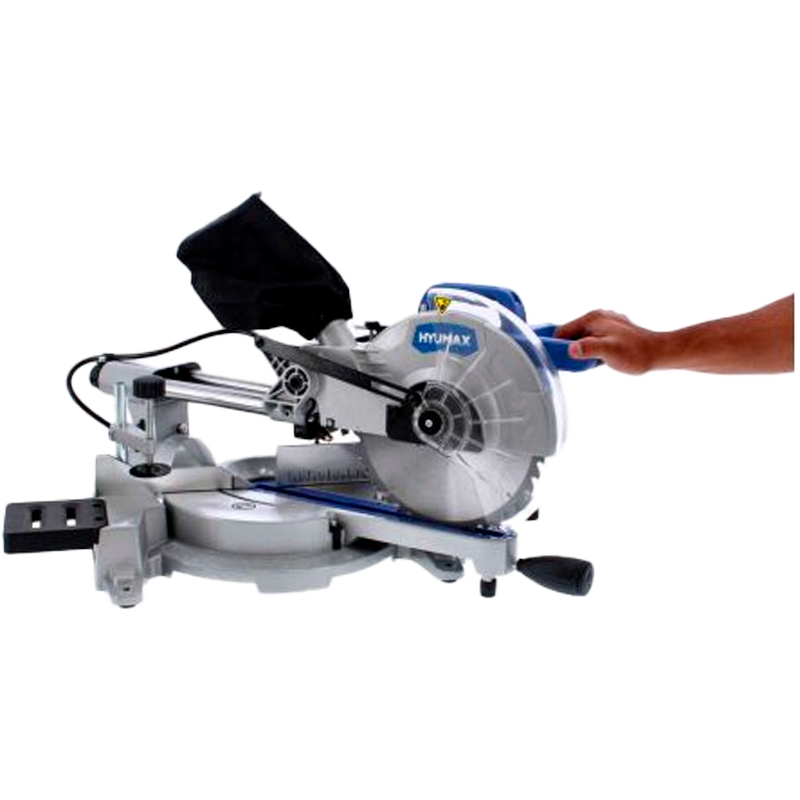 Sierra ingleteadora telescópica de 10 pulgadas con guía laser en marca HYUMAX, HXMS15L