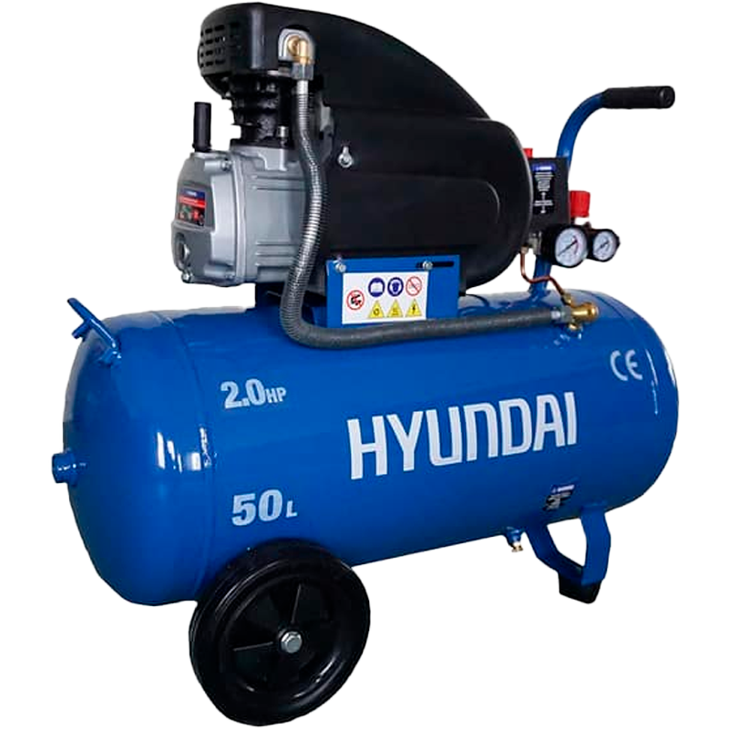 Compresor de 50 litros, 2Hp, en marca HYUNDAI, HYAC50DK