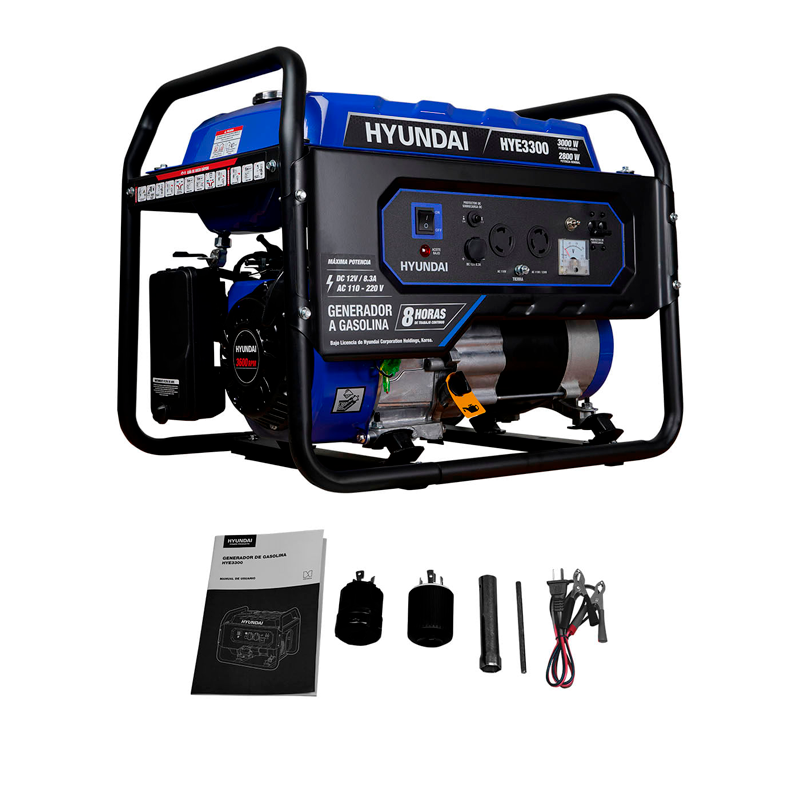Generador de gasolina 3,000 Watts, en marca HYUNDAI, HYE3300