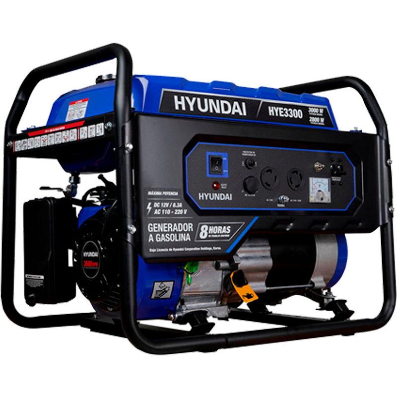 Generador de gasolina 3,000 Watts, en marca HYUNDAI, HYE3300