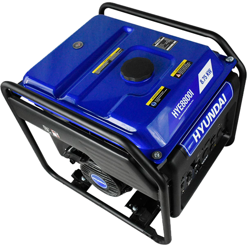 Generador sin ruidos altos inverter a gasolina de 15 Hp 8750 Watts en marca HYUNDAI, HYE8800I