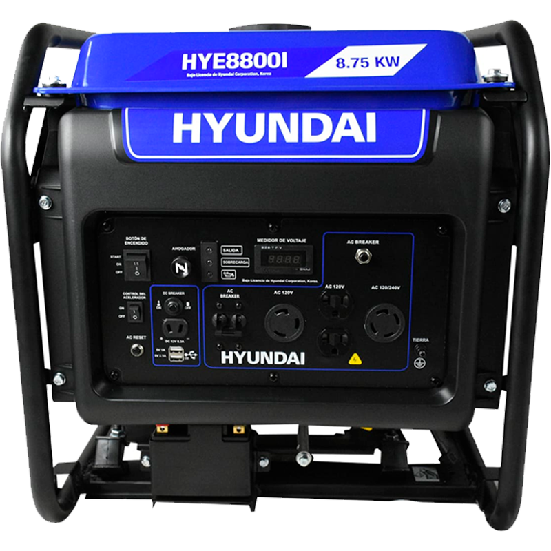 Generador sin ruidos altos inverter a gasolina de 15 Hp 8750 Watts en marca HYUNDAI, HYE8800I
