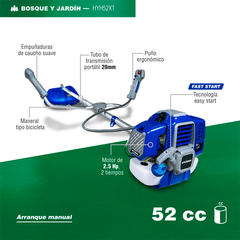 Chapeadora de 2.5 Hp, 2 tiempos en marca HYUNDAI, HYH52XT