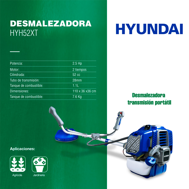 Chapeadora de 2.5 Hp, 2 tiempos en marca HYUNDAI, HYH52XT