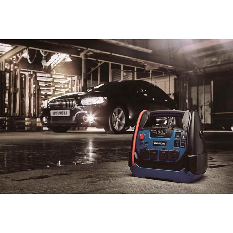 Arrancador de autos con compresor 12 voltios Corriente pico 1250 amperios en marca HYUNDAI, HYJS-1250