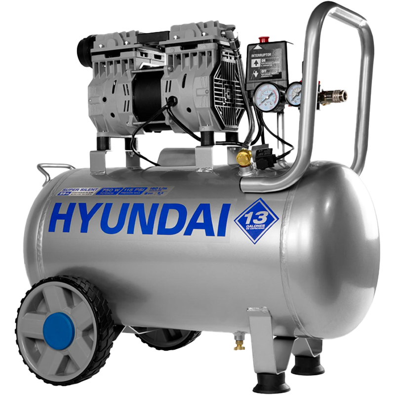 Compresor eléctrico de 50 Litros, libre de mantenimiento, 1 Hp en marca HYUNDAI, HYK2550