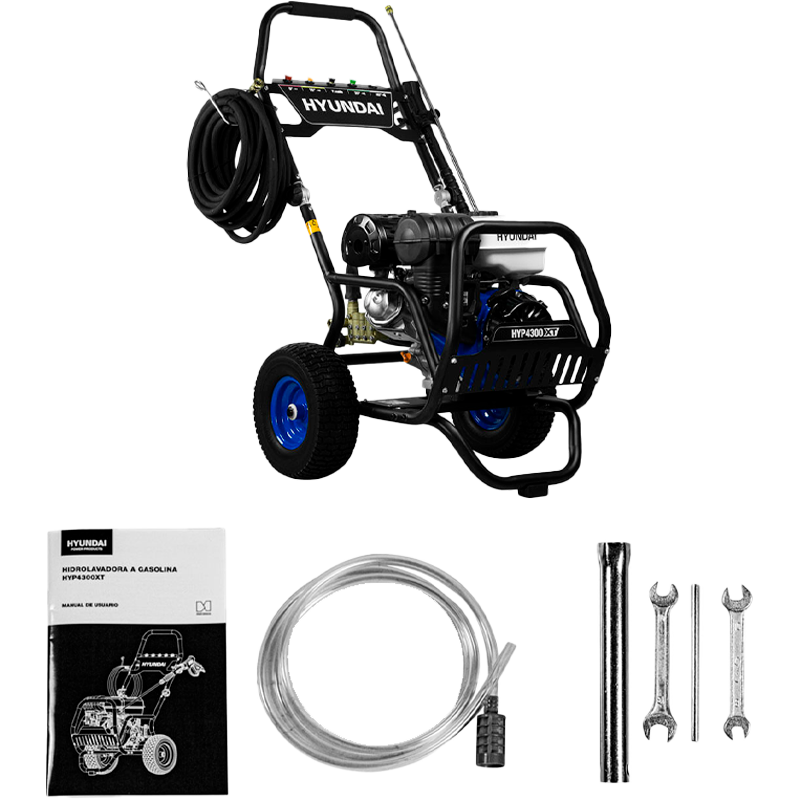 Hidrolavadora a gasolina 4200 Psi, 15 Hp, en marca HYUNDAI, HYP4300XT