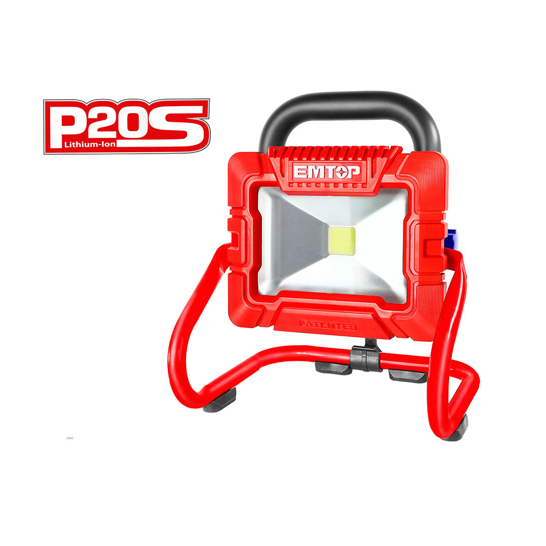 LAMPARA DE TRABAJO INALAMBRICA, 20 VOLTIOS, LUMENES 900 Y 1800, CON 1 BATERIAS Y CARGADOR. EMTOP, LWL2025