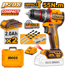 Barreno percutor inalámbrico, 20 voltios, Ingco, UCIDLI20558