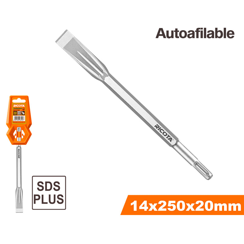 CINCEL PLANO SDS PLUS AUTOFILABLE 3/4 X 9-7/8 PLG. PARA CINCELADO EN CONCRETO. RICOTA, RACHS142521
