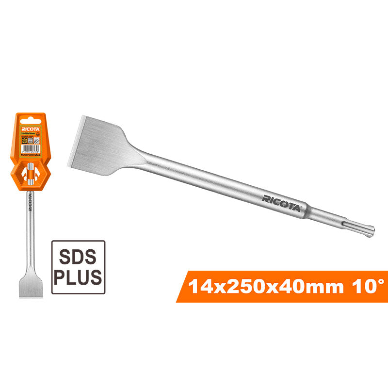 CINCEL PLANO SDS PLUS 1-1/2 X 9-7/8 PLG. HOJA ANGULADA A 10 GRADOS. RICOTA, RACHS142546