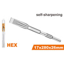 CINCEL PLANO AUTOFILABLE ENCASTRE HEX 17 MM. PALA 1 X 11 PLG. PARA CINCELADO EN CONCRETO. RICOTA.