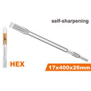 CINCEL PLANO AUTOFILABLE ENCASTRE HEX 17 MM. PALA 1 X 15-3/4 PLG. PARA CINCELADO EN CONCRETO. RICOTA.
