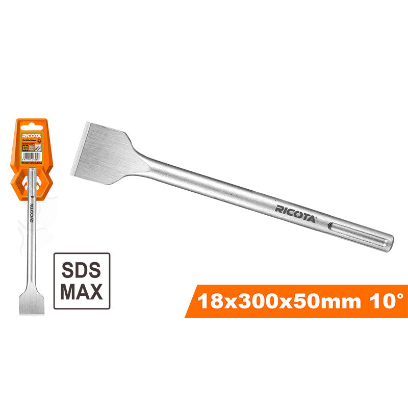 CINCEL PLANO SDS MAX 2 X 11-13/16 PLG. HOJA ANGULADA A 10 GRADOS. RICOTA, RACHS183056