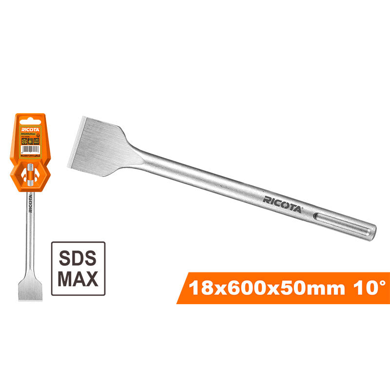 CINCEL PLANO SDS MAX 2 X 23-5/8 PLG. HOJA ANGULADA A 10 GRADOS. RICOTA, RACHS185056