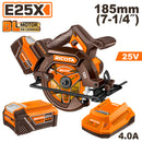 SIERRA CIRCULAR INALAMBRICA BRUSHLESS 25V, 7-1/4, 5000RPM, CAP.MAX. 2-1/2PLG, CON 2 BATERIAS Y CARGADOR. RICOTA