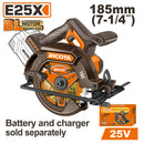 SIERRA CIRCULAR INALAMBRICA BRUSHLESS 25V, 7-1/4, 5000RPM, CAP.MAX. 2-1/2PLG, SIN BATERIA NI CARGADOR, BARE TOOL, RICOTA