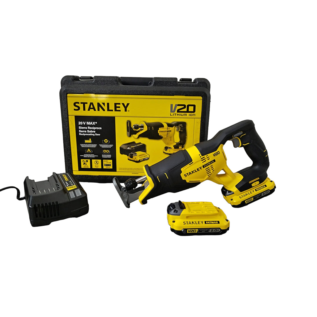 SIERRA SABLE/RECIPROCANTE, INALAMBRICA, MOTOR SIN CARBONES, 20V, VELOCIDAD VARIABLE, CON MALETA PLASTICA. MARCA STANLEY, SCR300D2K-B3