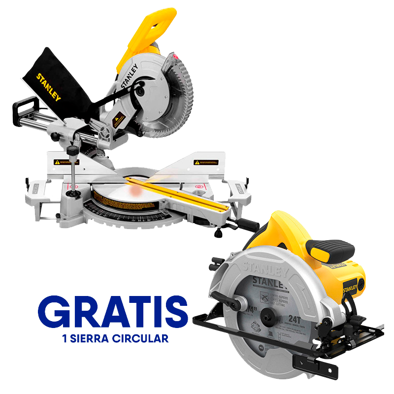 Sierra ingleteadora de 10 plgs telescópica con sierra circular gratis Stanley SM18-SC16