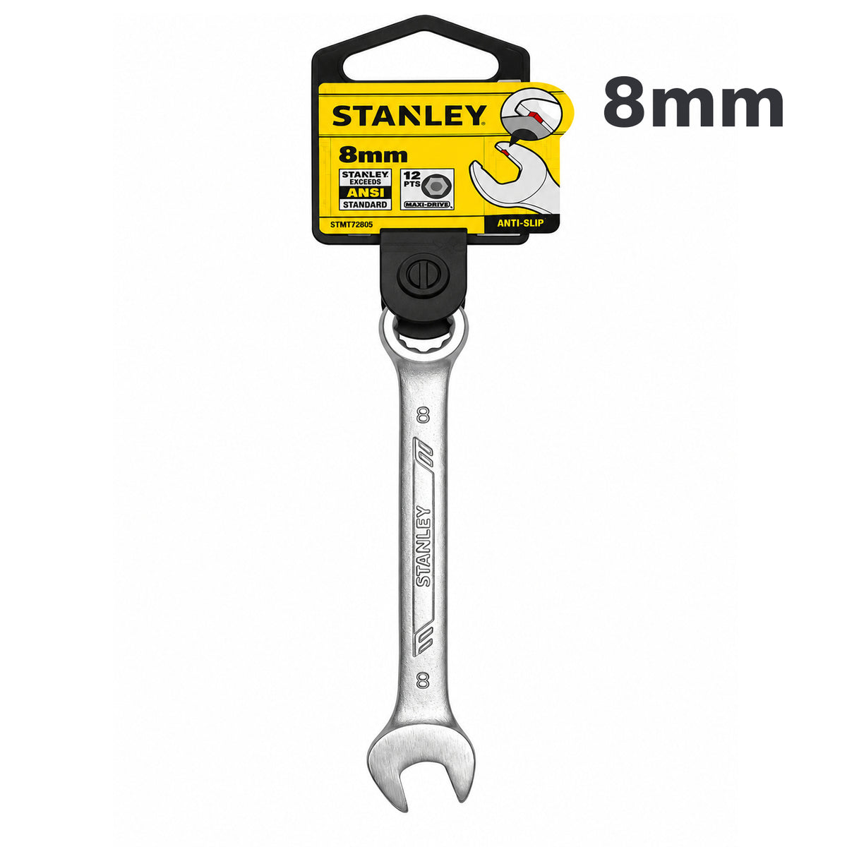 LLAVE DE COMBINADA ANTI SLIP, 8 MILIMETROS, 12 PUNTOS. MARCA STANLEY, STMT72805