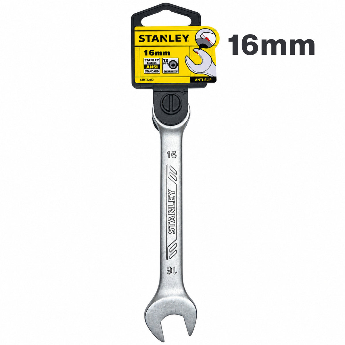 LLAVE DE COMBINADA ANTI-SLIP, 16 MILIMETROS, 12 PUNTOS. MARCA STANLEY, STMT72813