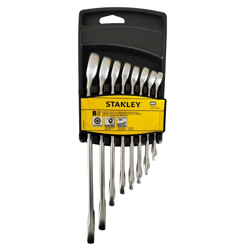 JUEGO DE 8 LLAVES CONBINADAS ANTISLIP MILIMETRICAS, MARCA STANLEY, STMT73648-LA