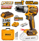 Barreno percutor inalámbrico de 1/2 plg, 20 voltios, Ingco, UCIDLI20602