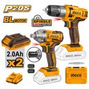 Combo de barreno de rotación y llave de impacto inalámbricos, Ingco, UCOSLI230702