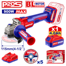 Esmeriladora inalámbrica de 4 1/2, 20 voltios, ULAG261521, Emtop