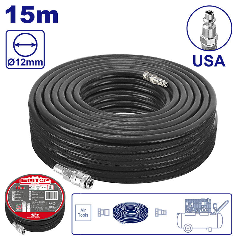 Manguera para compresor de 50 pies, Emtop, ULAHE2E15