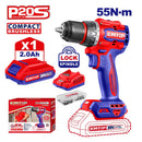 BARRENO/TALADRO ROTACIONAL INALAMBRICO 20V, BRUSHLESS, MANDRIL METALICO 1/2, 55NM INCLUYE 1 BATERIA Y CARGADOR. EMTOP