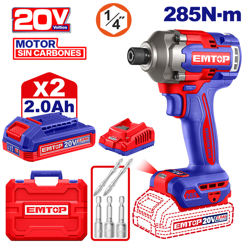 Atornillador de impacto inalámbrico 285 Nm Emtop ULCIRL2028