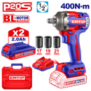 Llave de impacto inalámbrica de 1/2 plg, 400 Nm, Emtop, ULCIWL2040