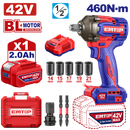 Llave de impacto inalámbrica de 1/2 plgs de 42 voltios, 460 NM, Emtop, ULCIWL42461