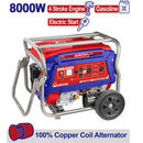 GENERADOR A GASOLINA 8,000 WATTS, MOTOR 420CC, ARRANQUE ELECTRICO Y MANUAL, TANQUE 25L, CON RUEDAS Y MANERAL. EMTOP
