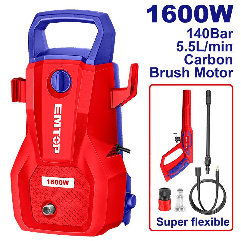 HIDROLAVADORA 1600W, 2030 PSI, FLUJO 5.5L/MIN, CON MANGUERA 5M Y PISTOLA, SISTEMA AUTO STOP. EMTOP, ULHPW1601