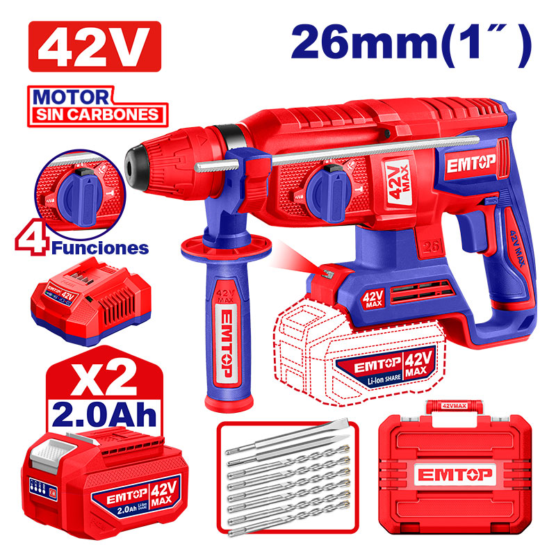 Rotomartillo SDS Plus de 42 voltios, Emtop, ULLRH422682
