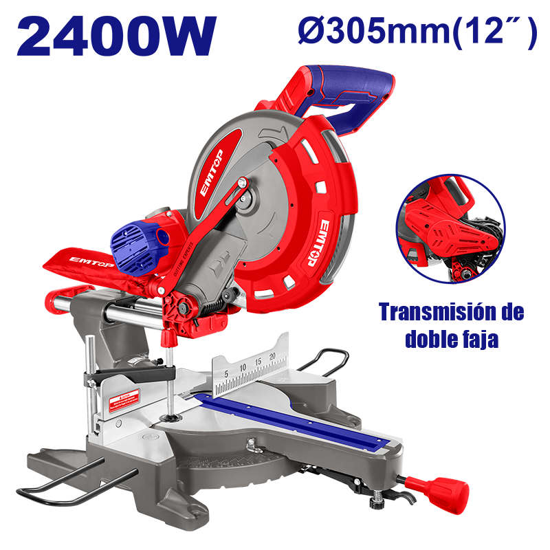 Sierra ingleteadora telescópica de 12 pulgadas, Emtop, ULMSW24007