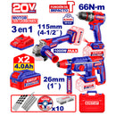 Kit de 3 herramientas inalámbricas de 20 voltios, Emtop, ULOSLI241198
