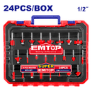 Cuchillas para router raíz 1/2 plg 24 piezas Emtop ULRRT24122