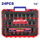 Cuchillas para router raíz 1/4 plg 24 piezas Emtop ULRRT24142